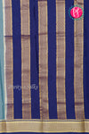 Pure Mysore Crepe Silk Saree-Bluishgrey And Navyblue- PA22389