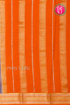 Pure Mysore Crepe Silk Saree-Grey And Orange-PA46766