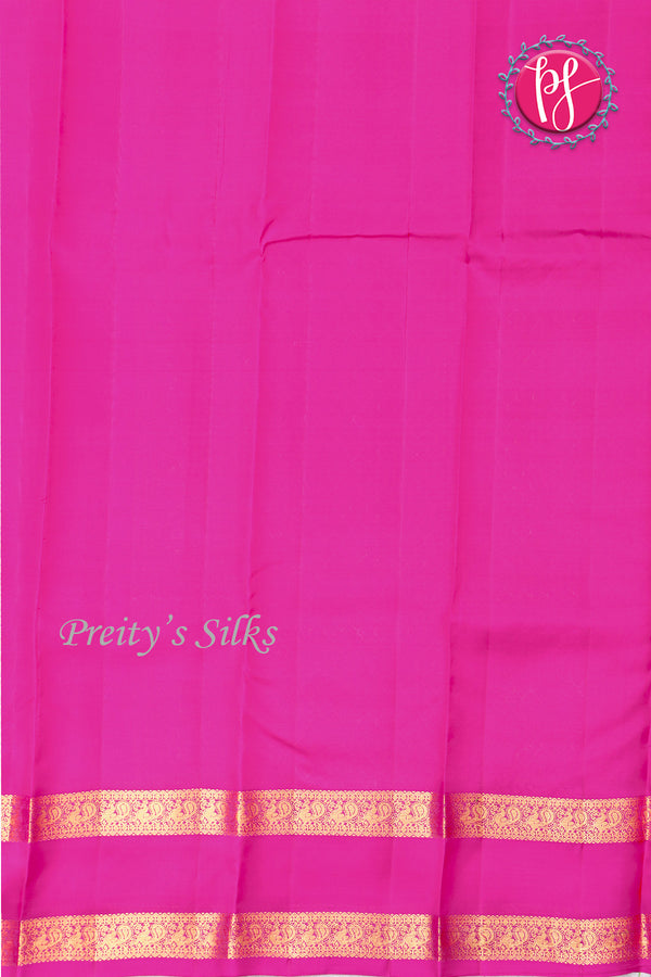HalfPure Kanchipuram Silk Saree-Orange And Pink-PF59089