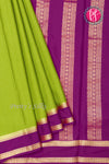 Pure Mysore Crepe Silk Saree -Green And Purple-PF86048