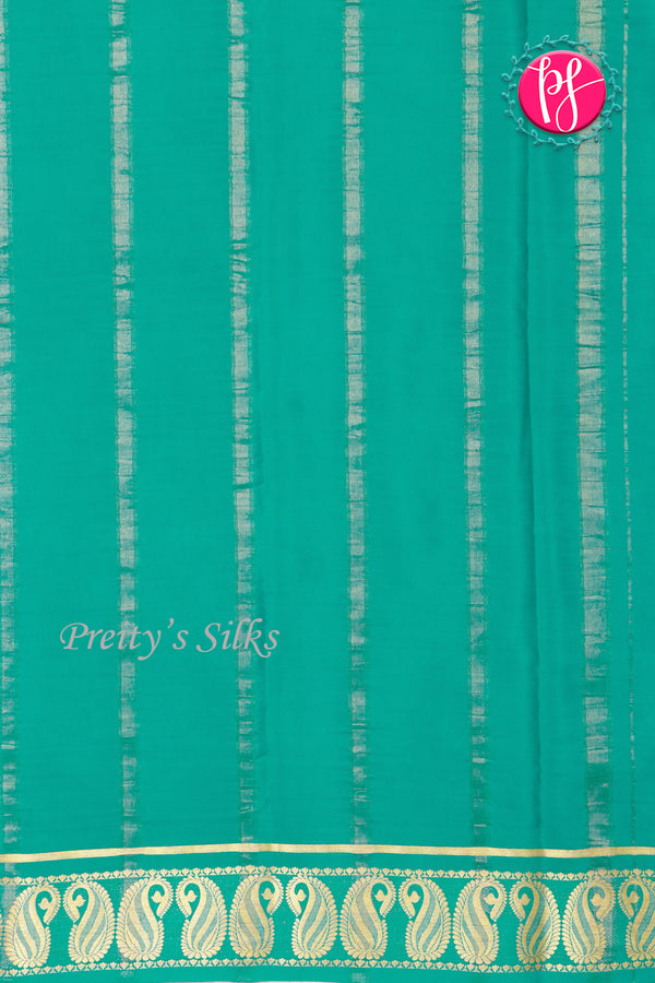 Pure Mysore Crepe Silk Saree -Deeppurple And Dark Cyan-PA47159