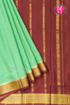 Pure Mysore Crepe Silk Saree -Pistagreen And Maroon-PF82724