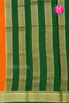 Pure Mysore Crepe Silk Saree-Orange And Green-PA22389