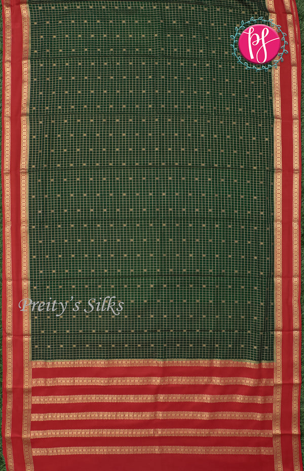Pure Mysore Crepe Silk saree-GreenAnd pink-PF60726
