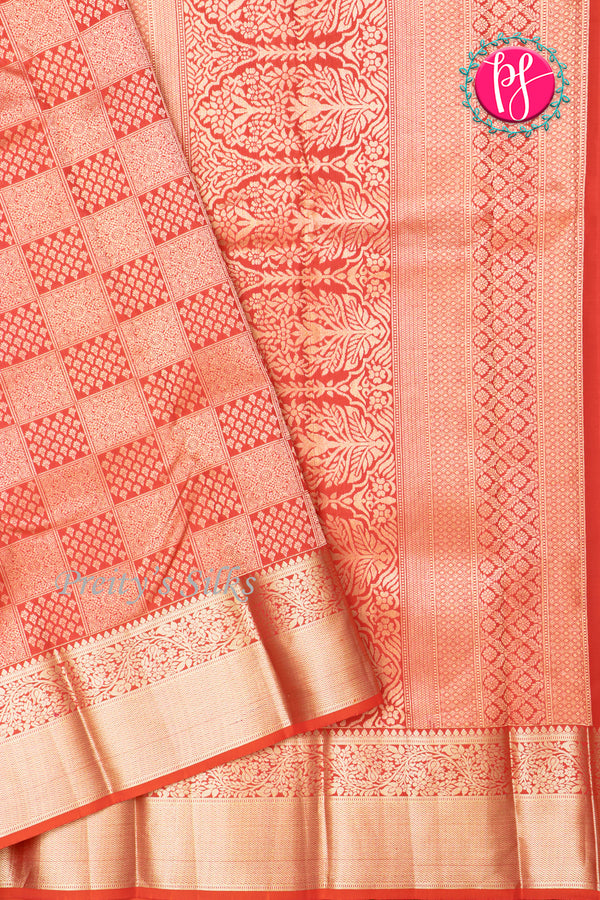 Pure Brocade Kanchipuram Silk Saree-Red-PA24536