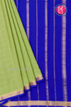 Pure Mysore Crepe Silk Saree -Pista green And Royalblue-PA09448
