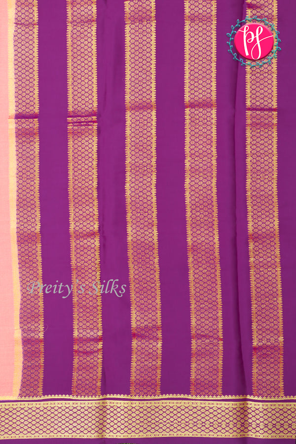 Pure Mysore Crepe Silk Saree-Lightpink And Purple- PA22389