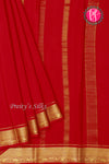 Pure Mysore Crepe Silk Saree-Red-PF20850
