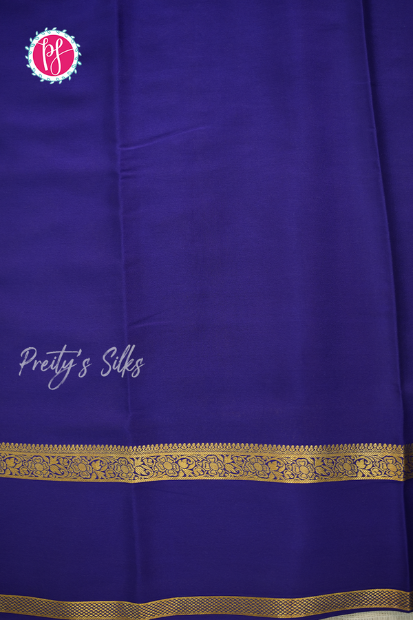 Pure Mysore Crepe Silk Saree-Pistagreen And Navyblue- PA56316