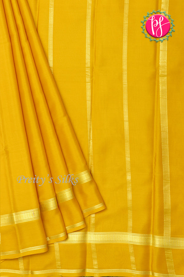 Pure Mysore Crepe Silk Saree-Mustardyellow-PA21800