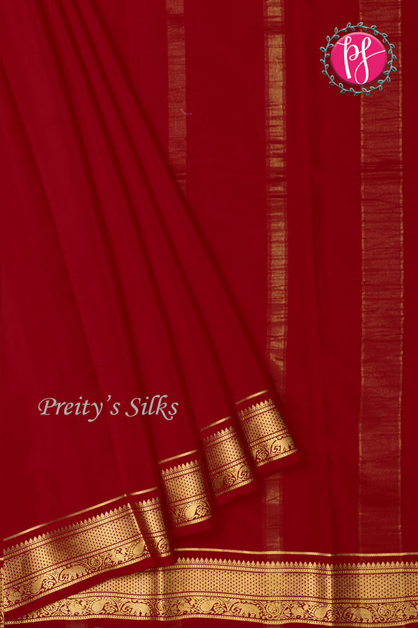 Pure Mysore Crepe Silk Saree -Red-PA01326