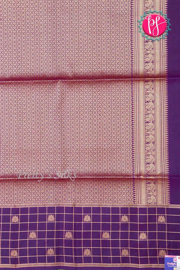 Kanchipuram Soft Silk Saree-Lightgreen And Purple- PA27323