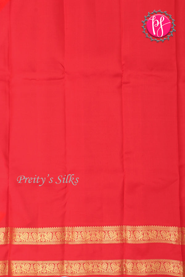 Half Pure Kanchipuram Silk Saree-Orange And Red-PA25793