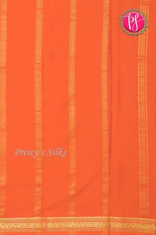 Pure Mysore Crepe Silk Saree-Pastel mint green And Orange-PA28638