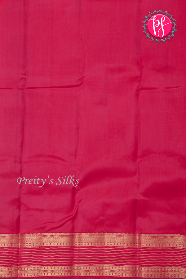 Half Pure Kanchipuram Silk Saree-Olive yellow And Pink- PA24996