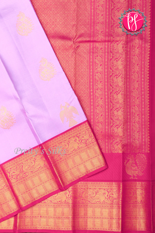 Pure Kanchipuram Silk Saree-Lightlavender And Pink-PA26216