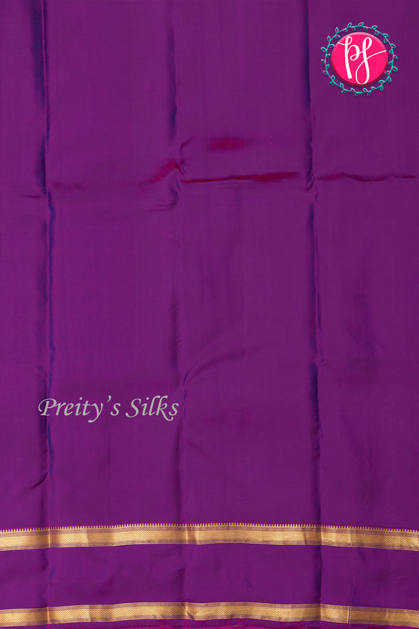 Half Pure Kanchipuram Silk Saree-Peacockblue And Purple-PA25965