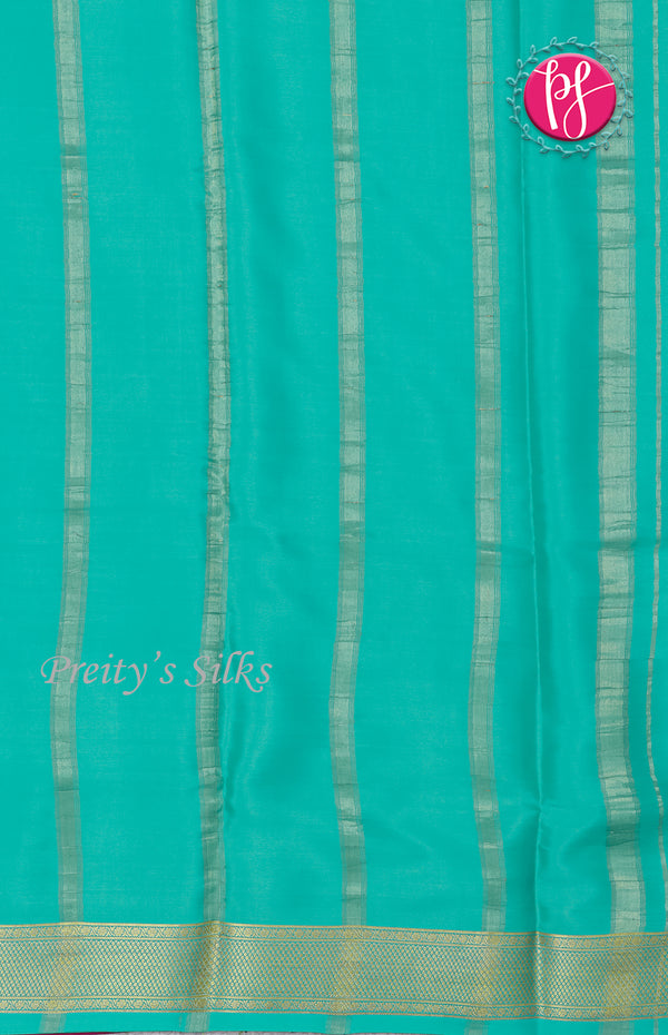 Pure Mysore Crepe Silk saree-Navyblue And Lightblue-PF45498