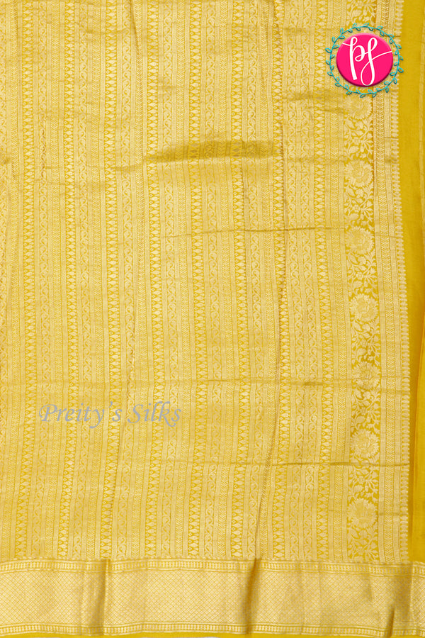 PURE KADDI BANARASI GEORGETTE SILK SAREE-Mehandigreen-PA23868