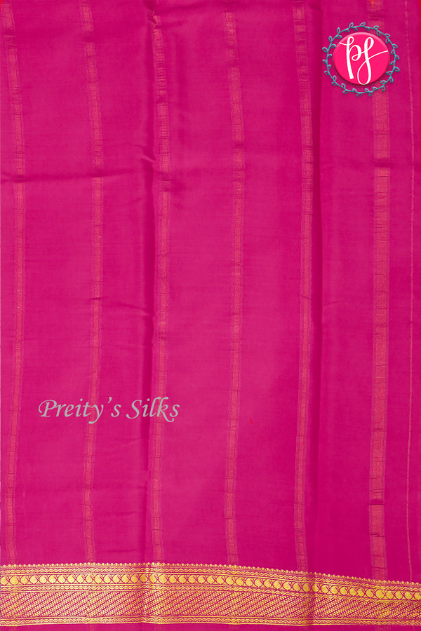 Pure Mysore Crepe Silk Saree-Orange And Pink-PA22436