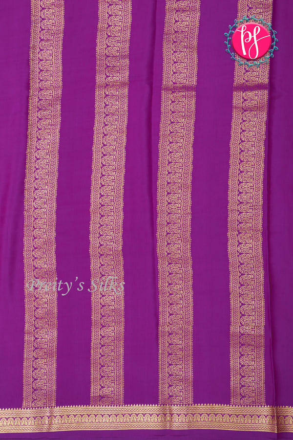 Pure Mysore Crepe Silk Saree-Double checks-Rosepink And Purple-PA26523
