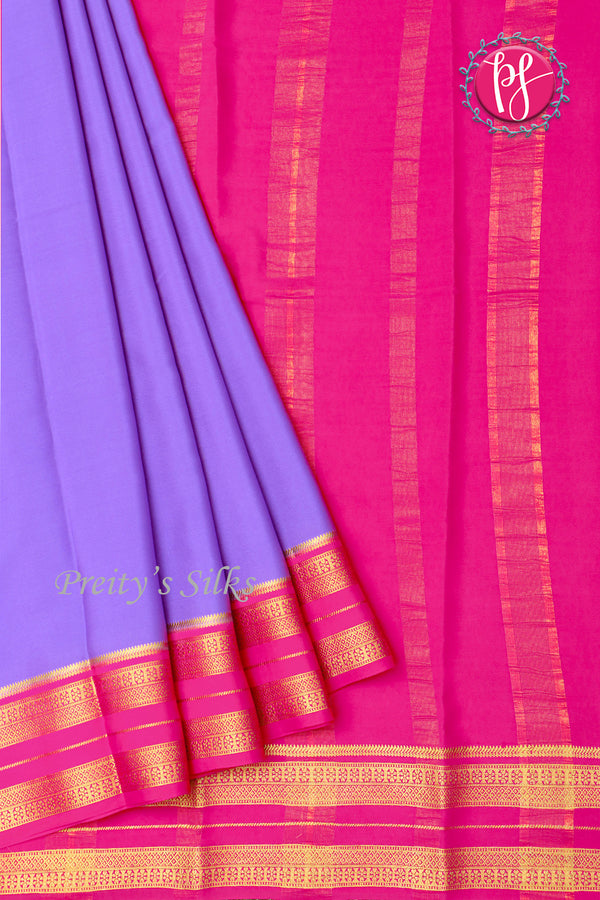 Pure Mysore Crepe Silk Saree-Lavender And Pink-PA19929