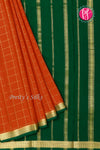 Pure Mysore Crepe Silk Saree -Red And Bottle green-PA09448