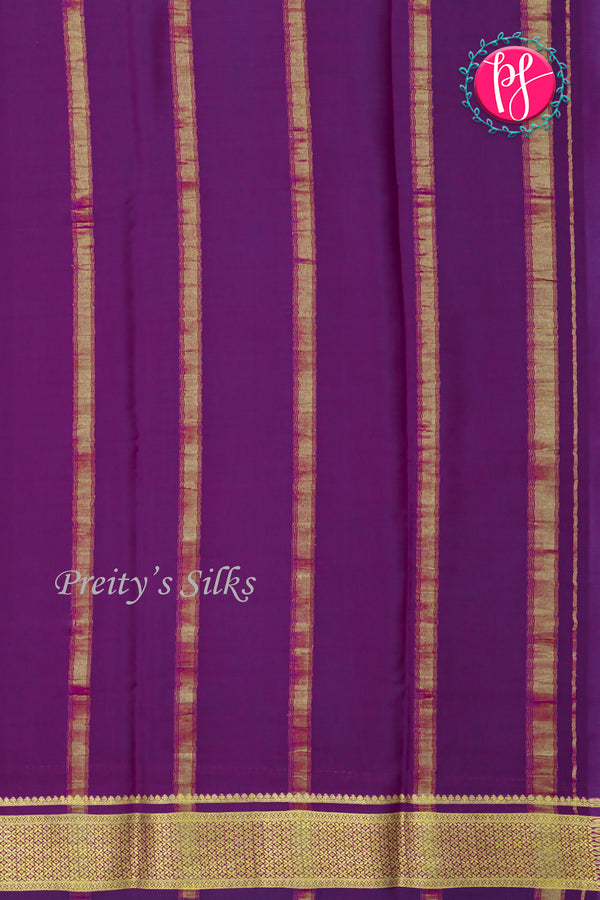 Pure Mysore Crepe Silk Saree-Neon Lime And Deepvoilet-PA28744