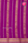 Pure Mysore Crepe Silk Saree-Turquoise And Mejentapink-PA46766