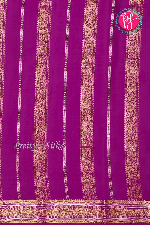 Pure Mysore Crepe Silk Saree-Turquoise And Mejentapink-PA46766