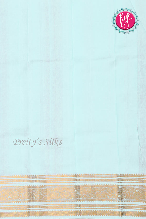 Pure Kanchipuram Silk Saree-Ligth Lime Green With Ligth Sea Blue-PF81271