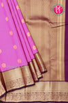 Half Pure Kanchipuram Silk Saree-Brigth Pink With Deep Purple-PF81397
