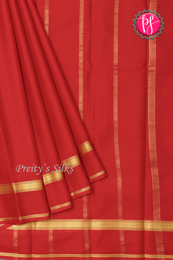 Pure Mysore Crepe Silk Saree-Red-PA21800