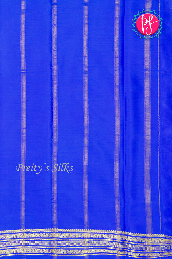 Pure Mysore Crepe Silk Saree-Pastelgreen And Royalblue-PA28981