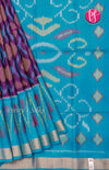 Pure Pochampally Soft Silk saree- Purple - Sky Blue-PF38080