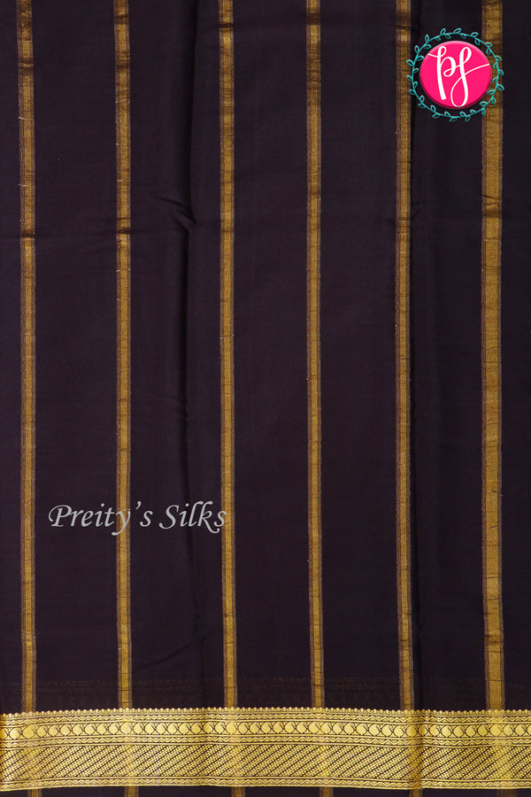 Pure Mysore Crepe Silk Saree-Red And Black-PA22436