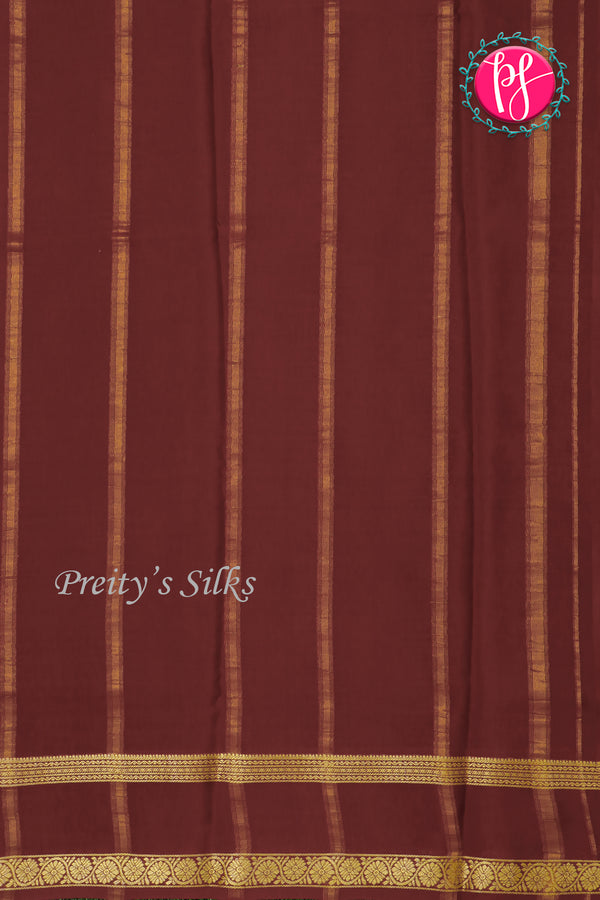 Pure Mysore Crepe Silk Saree-Turquoise And Maroon- PA22264