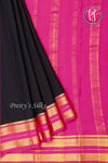 Pure Mysore Crepe Silk Saree-Black And Pink-PA19929