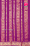 Pure Mysore Crepe Silk Saree-Peach And Wine-PA46832