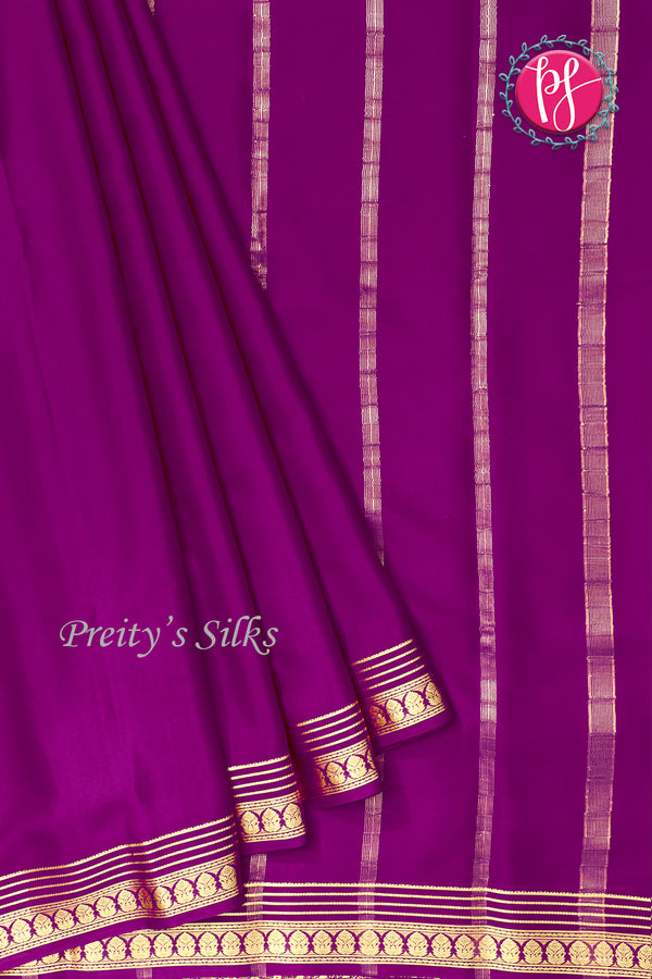 Pure Mysore Crepe Silk Saree -Wine-PA03096