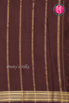 Pure Mysore Crepe Silk Saree-Saffron And Chocolatebrown-PA28981