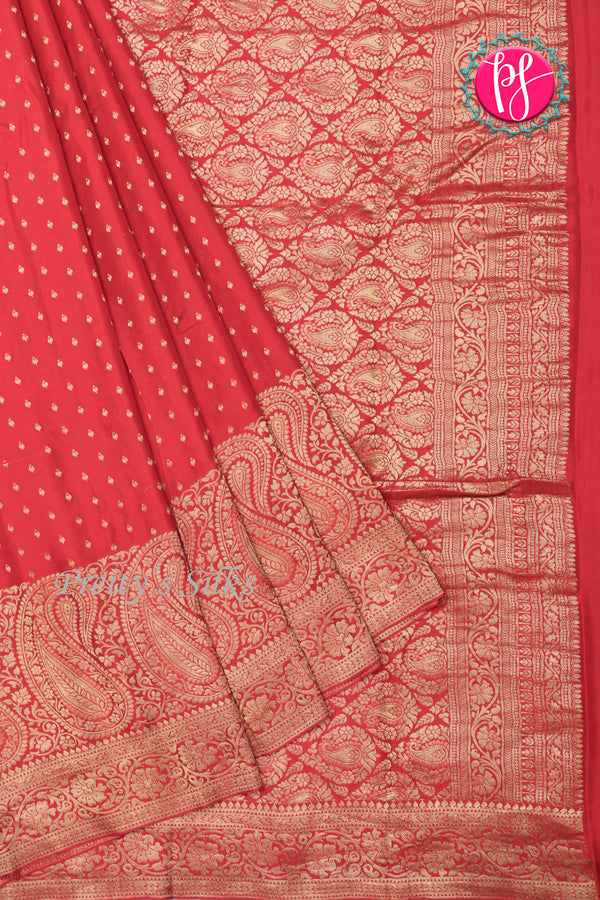 PURE KADDI BANARASI GEORGETTE SILK SAREE-Red-PA23833