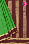 Pure Mysore Crepe Silk Saree -Green And Deepbrown-PF86048