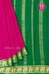 Pure Mysore Crepe Silk Saree-Contrast-Pink And Green- PA19804