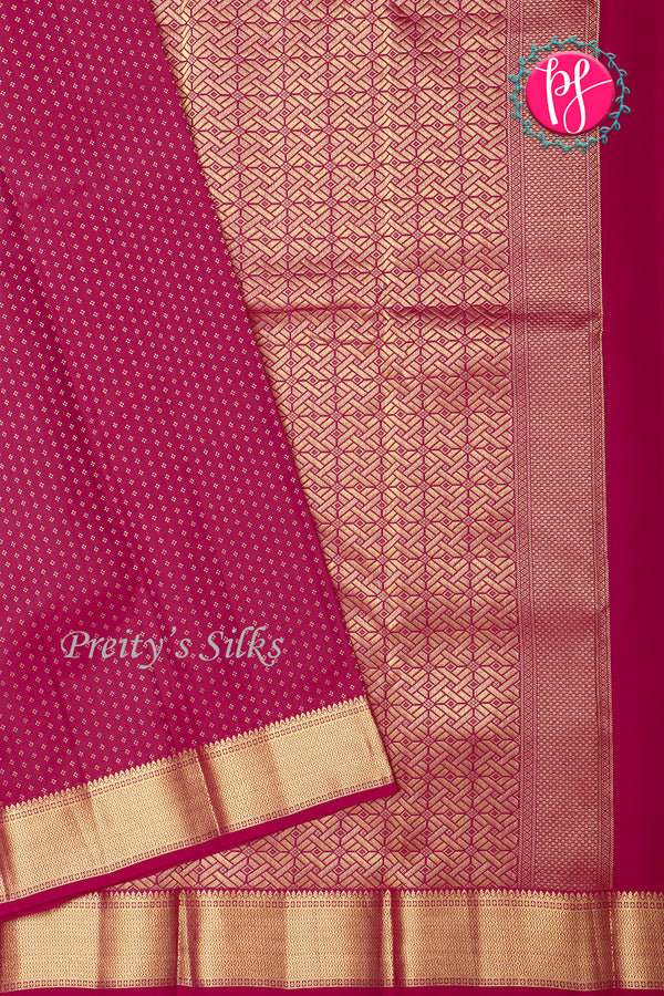 Pure Kanchipuram Silk Saree-Deep Dark Pink-PA20310