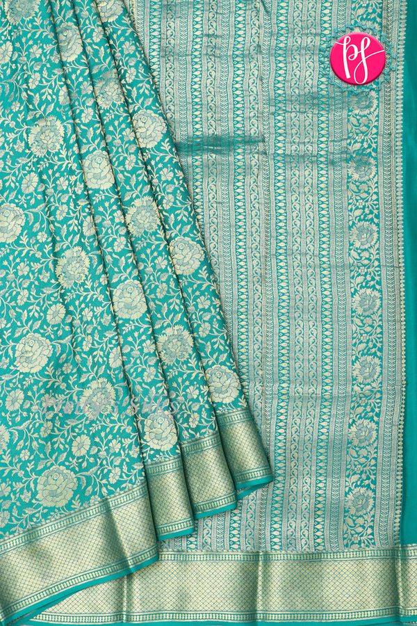 PURE KADDI BANARASI GEORGETTE SILK SAREE-Aquablue-PA23868