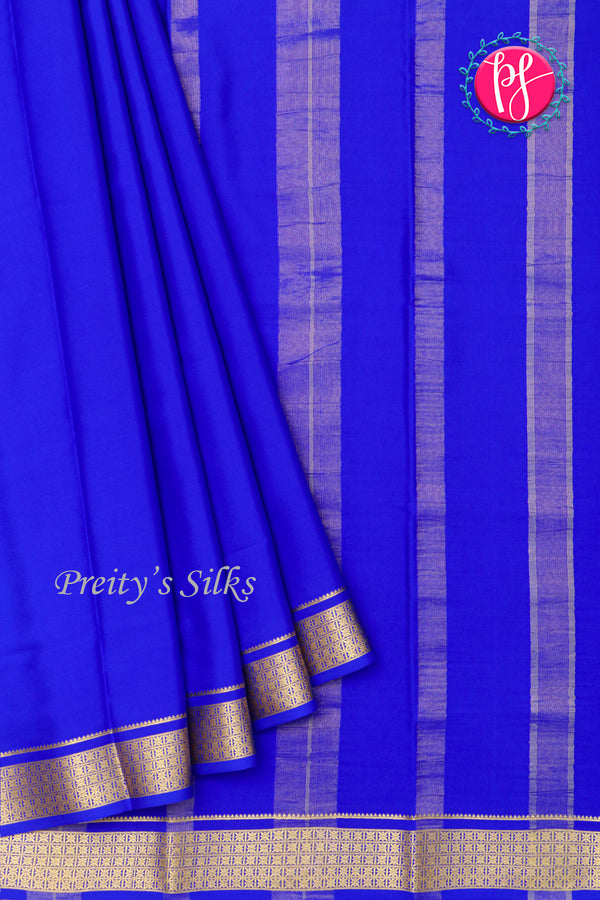 Pure Mysore Crepe Silk Saree-Royalblue-PA20890