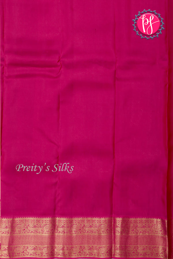 Half Pure Kanchipuram Silk Saree-Soft Peach And Mejentapink-PA25832