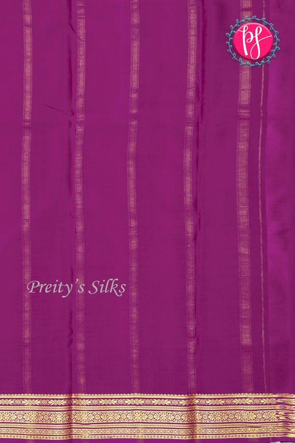 Pure Mysore Crepe Silk Saree-Bluishgrey And Wine-PA2890737