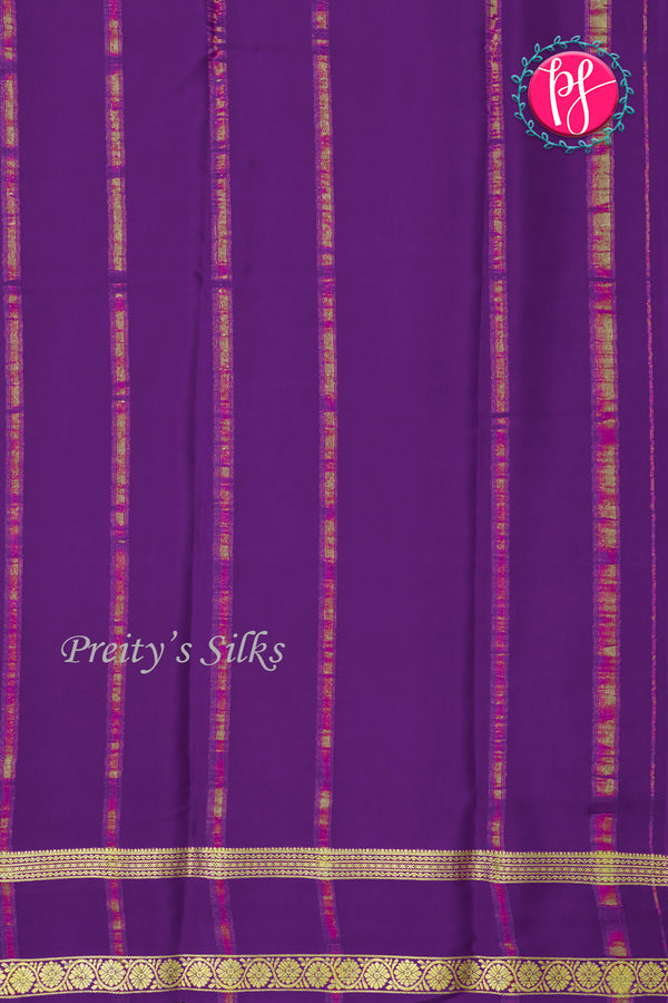 Pure Mysore Crepe Silk Saree-Pistagreen And Purple-PA22264
